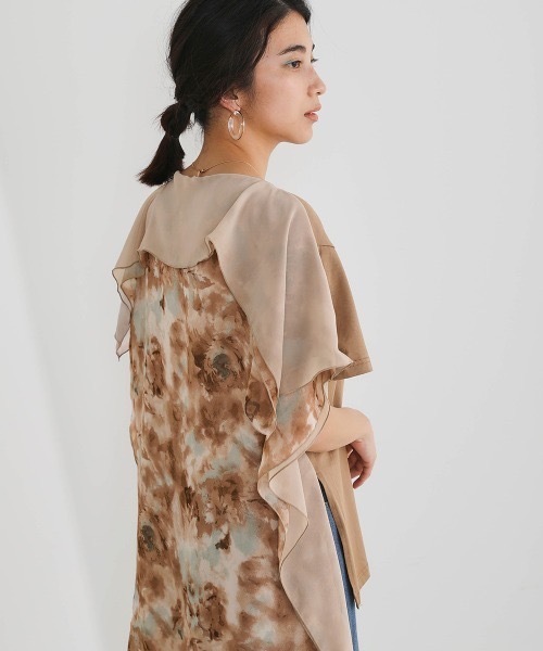 アート柄シフォンドッキングチュニック レディース