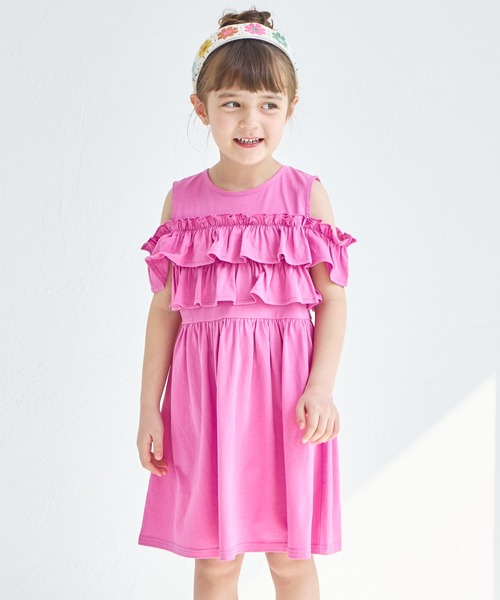 ワンピース 「綿100%」カットアウト フリル ワンピース キッズ 子供服 女の子 | pairmanon | 02