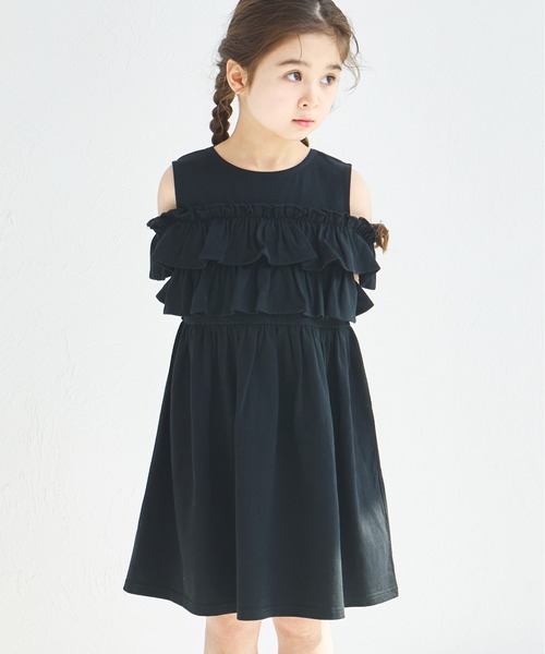 ワンピース 「綿100%」カットアウト フリル ワンピース キッズ 子供服 女の子 | pairmanon
