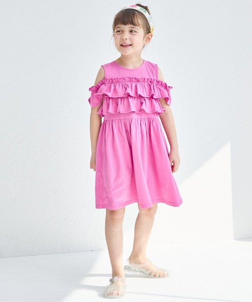 ワンピース 「綿100%」カットアウト フリル ワンピース キッズ 子供服 女の子 | pairmanon | 12