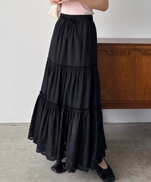 AAYUSHI×Cloth&Cross 2024 レースティアードスカート 黒 レースティアードスカート / GRACE CONTINENTAL | GRACE CONTINENTAL