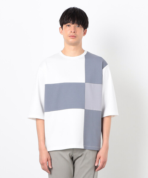 m*r様 Tシャツ(131417) COMME CA ISM tシャツ 七分袖 カラーブロック パッチワークT