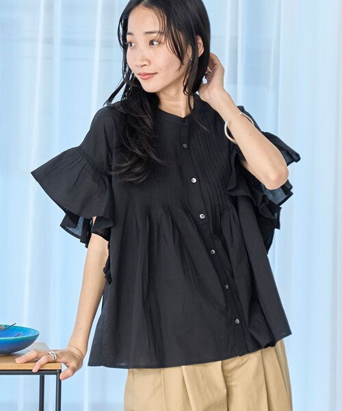 袖フリルブラウス coen（コーエン） ブラウス シャツ MARKET（マーケット）袖フリル