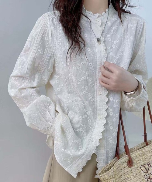 花柄レース　レイヤードブラウス/シャツ sl1280-wh-s.jpg
