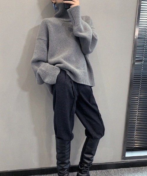 「deux amour」 タートルネックニット FREE レッド レディース_画像3