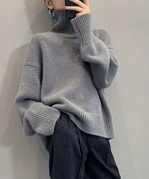 「deux amour」 タートルネックニット FREE レッド レディース_画像5