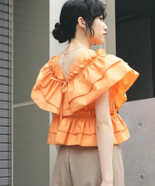 KBF（ケービーエフ） ブラウス シャツ マルチWAYクロスフリルブラウス