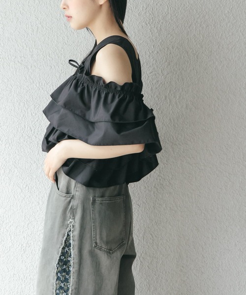 KBF ブラウス シャツ マルチWAYクロスフリルブラウス レディース