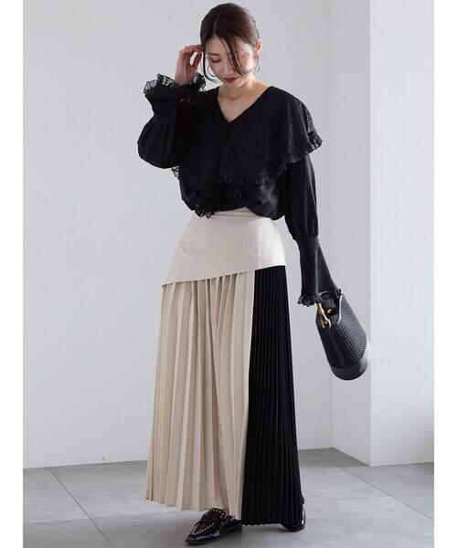 Te chichi（テチチ） スカート アシンメトリープリーツコンビスカート