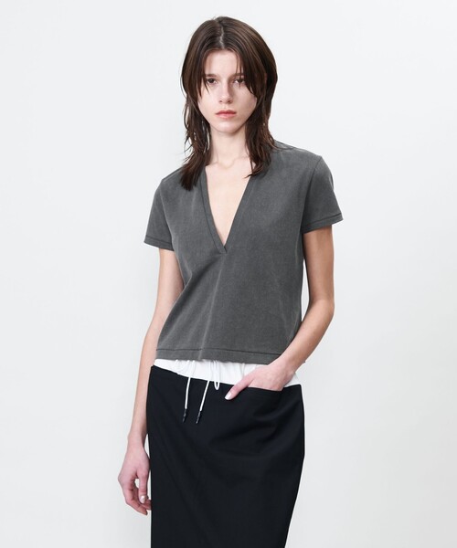 tシャツ 「ASTRAET」コットンテンジク ディープVネックTシャツ レディース