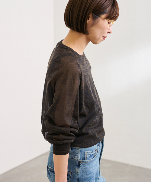 MOOZY'S OOPS OOF'ST/ニット/セーター/M/総柄/長袖/毛 SLY ニット セーター JQ LOGO MINKY CROP KNIT TOPS ジャガード