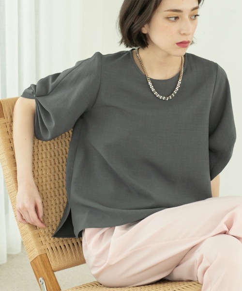 ブラウス シャツ リネンライクタックスリーブブラウス「洗濯機洗い可/吸水速乾/接触冷感」 レディース | OPAQUE.CLIP | 03