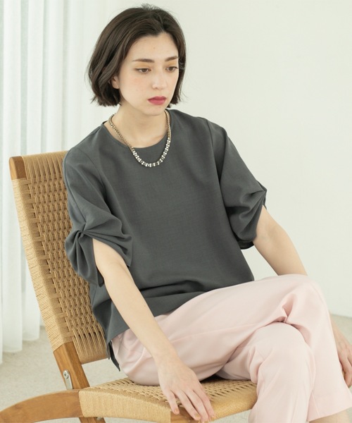 ブラウス シャツ リネンライクタックスリーブブラウス「洗濯機洗い可/吸水速乾/接触冷感」 レディース | OPAQUE.CLIP | 21