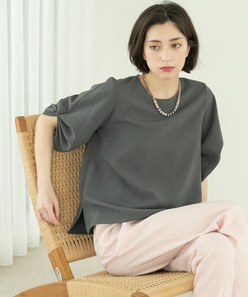 ブラウス シャツ リネンライクタックスリーブブラウス「洗濯機洗い可/吸水速乾/接触冷感」 レディース | OPAQUE.CLIP | 22