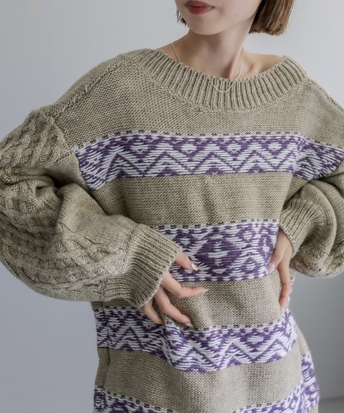 「mystic」 Vネックニット FREE ネイビー レディース_画像2