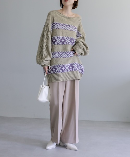 「mystic」 Vネックニット FREE ネイビー レディース_画像4