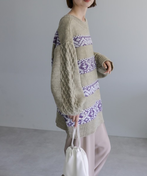 「mystic」 Vネックニット FREE ネイビー レディース_画像8