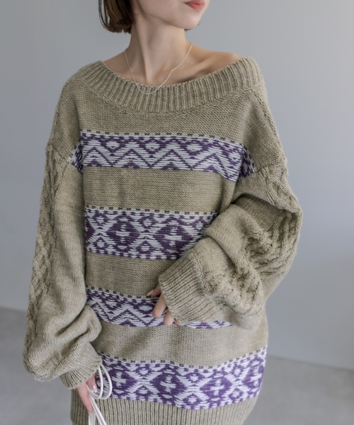 「mystic」 Vネックニット FREE ネイビー レディース_画像9