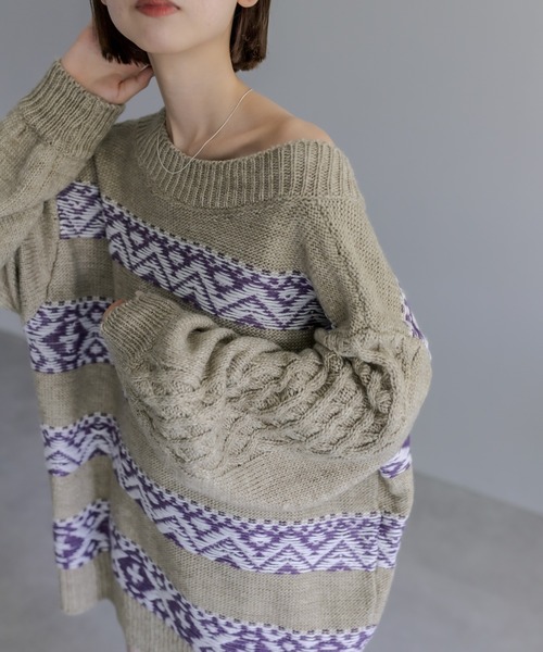 「mystic」 Vネックニット FREE ネイビー レディース_画像10