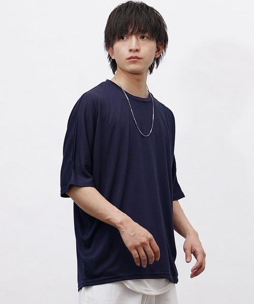 PLATS PLATS 濃い青 ドルマンスリーブ Tシャツ MinoriTY tシャツ 「MinoriTY」TRドルマンスリーブ半袖Tシャツ メンズ