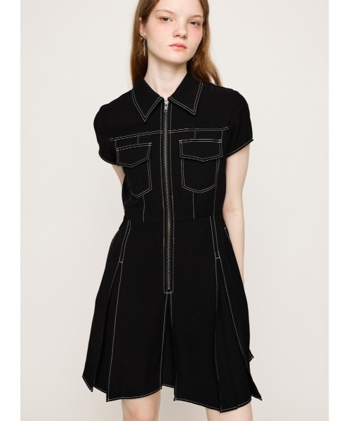 SLY ワンピース FRONT ZIP PLEATS S/OP フロントジップ プリーツ