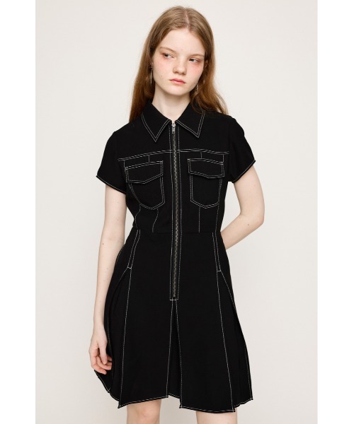 SLY ワンピース FRONT ZIP PLEATS S/OP フロントジップ プリーツ