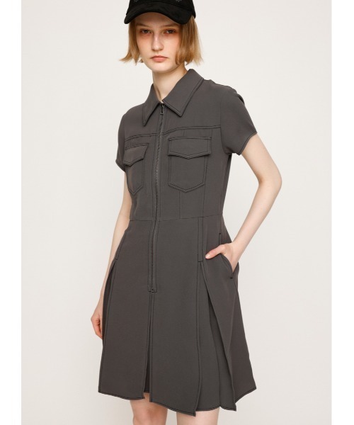 SLY ワンピース FRONT ZIP PLEATS S/OP フロントジップ プリーツ