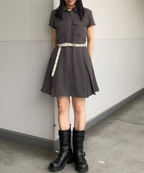 SLY ワンピース FRONT ZIP PLEATS S/OP フロントジップ プリーツ