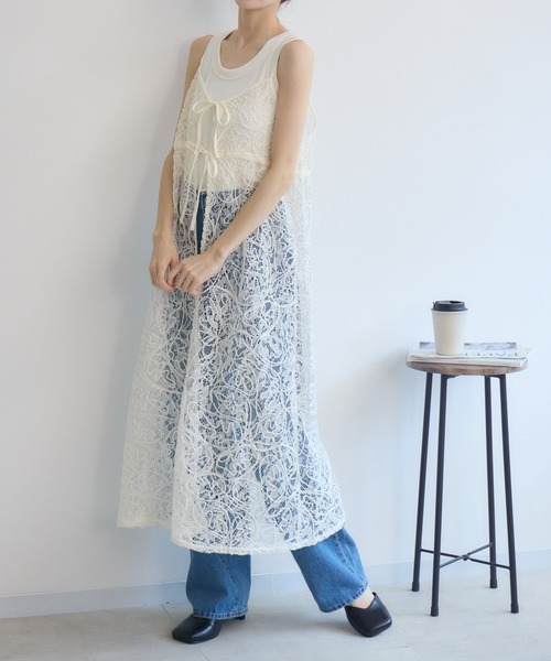 リメイク　テーブルクロス　レースキャミワンピース① RU.TI.LE ワンピース 「RU.TI.LE」コードレースキャミワンピース