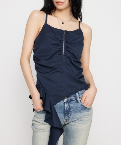 キャミソール FRONT ZIP ASYMMETRY キャミソール