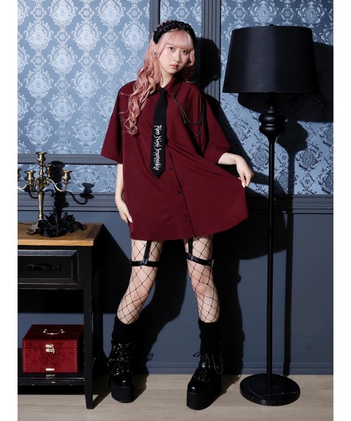 NOEMIE（ノエミー） ブラウス シャツ ネクタイ付きユニセックス5分袖