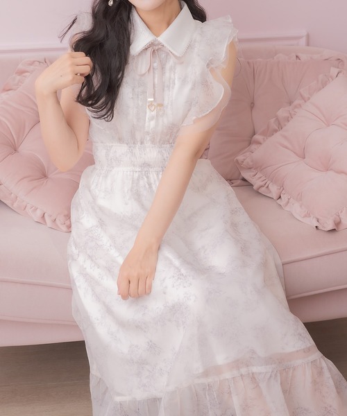 フリルスリーブ花柄ロングワンピース ROJITA ピンク ロジータ ROJITA フリルスリーブ花柄ロングワンピース （ピンク