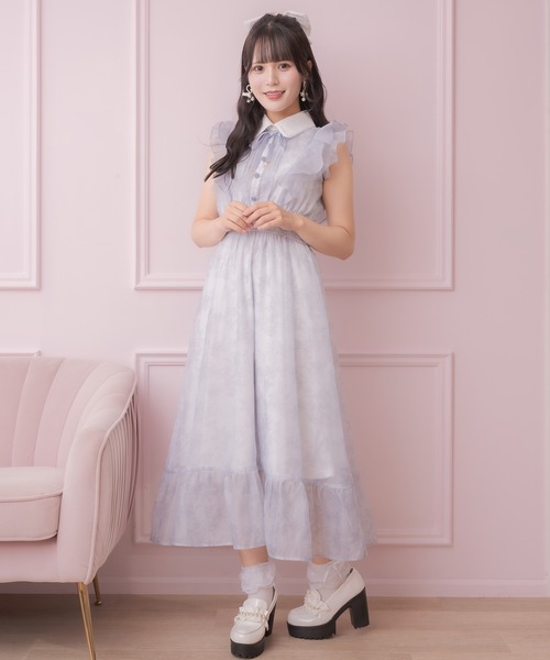 ROJITA ワンピース フリルスリーブ花柄ロングワンピース