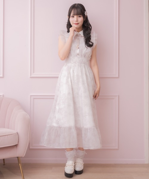 ROJITA ワンピース フリルスリーブ花柄ロングワンピース