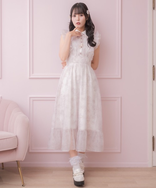 ROJITA ワンピース フリルスリーブ花柄ロングワンピース