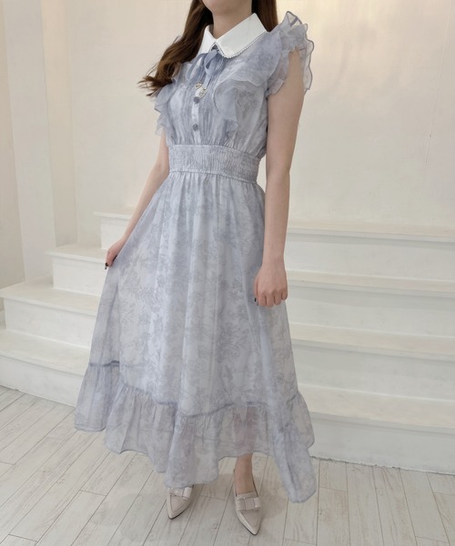 ROJITA ワンピース フリルスリーブ花柄ロングワンピース