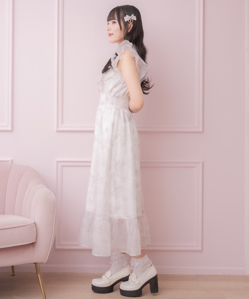 ROJITA ワンピース フリルスリーブ花柄ロングワンピース