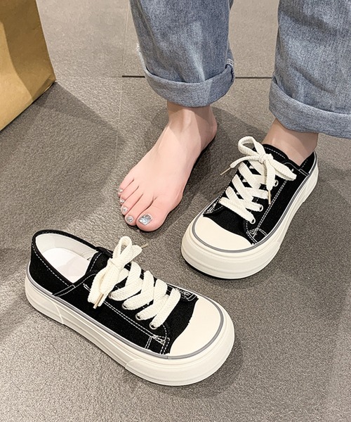 厚底シューズ レディース ファッション キャンバス地 通気性 ラウンドトゥ 軽量 レースアップ カジュアル スニーカー スニーカー Lace Ladies（レースレディース） スニーカー ラウンドトゥ 厚底