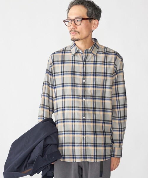 SHIPS（シップス） シャツ SHIPS: BEZ レギュラーカラー ネル チェック