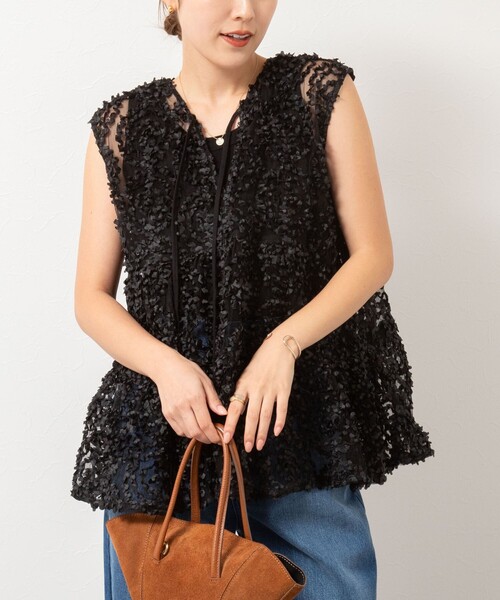 ノーリーズ　NOLLEY'S ブラウス　チュール　シャツ　カーディガン NOLLEY'S ブラウス シャツ ウォッシャブルチュール刺繍羽織