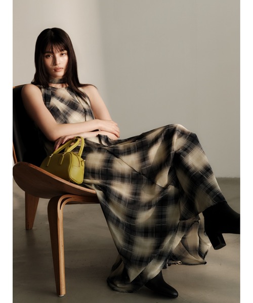 【新品】FRAY I.D セミシアークリアラインワンピース CHECK 1 セミシアークリアラインワンピース(マキシ・ロングワンピース