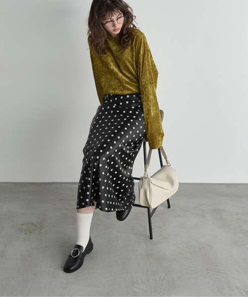 THE Yon スカート ドットサテンセミフレアスカート : ZOZOTOWN Yahoo
