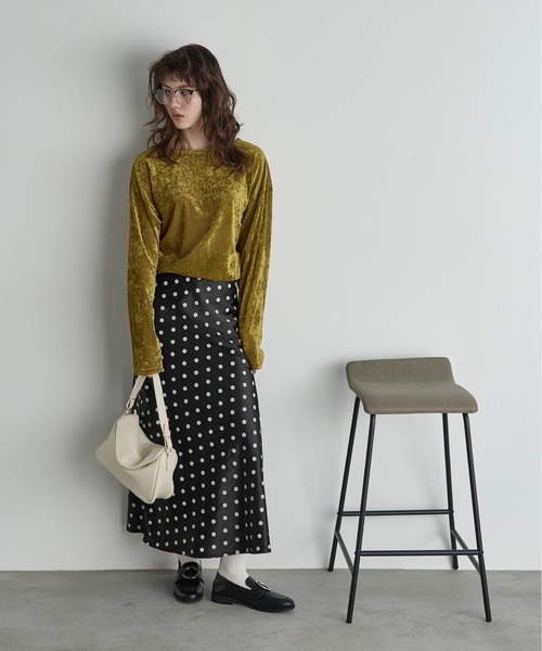 THE Yon ロング スカート ドットサテンセミフレアスカート : ZOZOTOWN