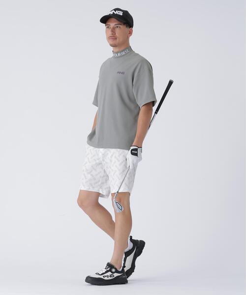【ホワイト】Wメッシュ アセイヤーン半袖ハイネックシャツ <EARLY AUTUMN> (MENS) PING APPAREL｜Wメッシュ アセイヤーン半袖ハイネックシャツ <EARLY