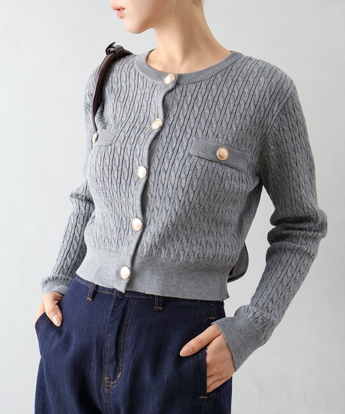 SpRay（スプレイ） カーディガン ケーブルメタルボタンカーディガン
