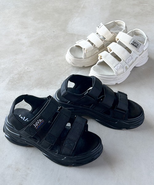 「Java」 フラットサンダル 22.5cm ブラック レディース_画像6