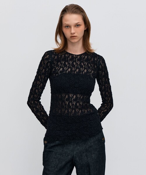 BACCA（バッカ） tシャツ ストレッチレース ロングスリーブプル