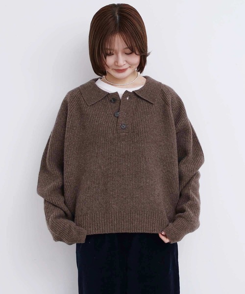【新品タグ付】fig Ｌondon（フィグロンドン）ポロニット fig London - 【新品タグ付き】フィグロンドン ポロニット 赤の通販 by