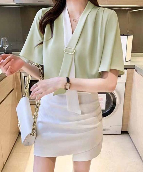 「Miniministore」 半袖ブラウス M ミント レディース_画像7