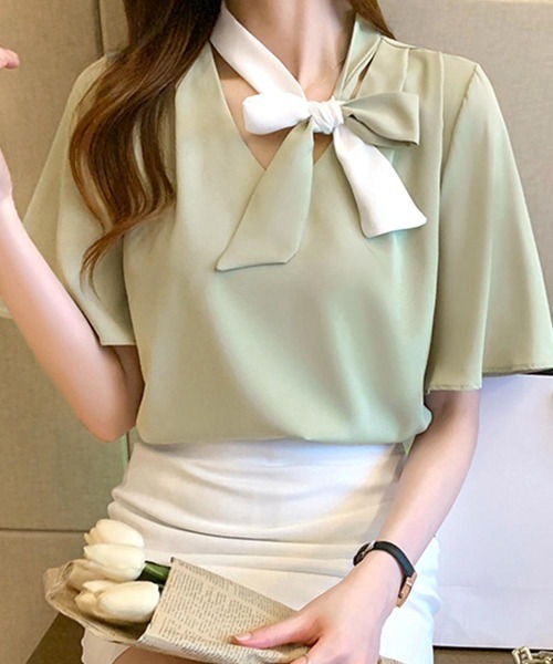 「Miniministore」 半袖ブラウス M ミント レディース_画像9